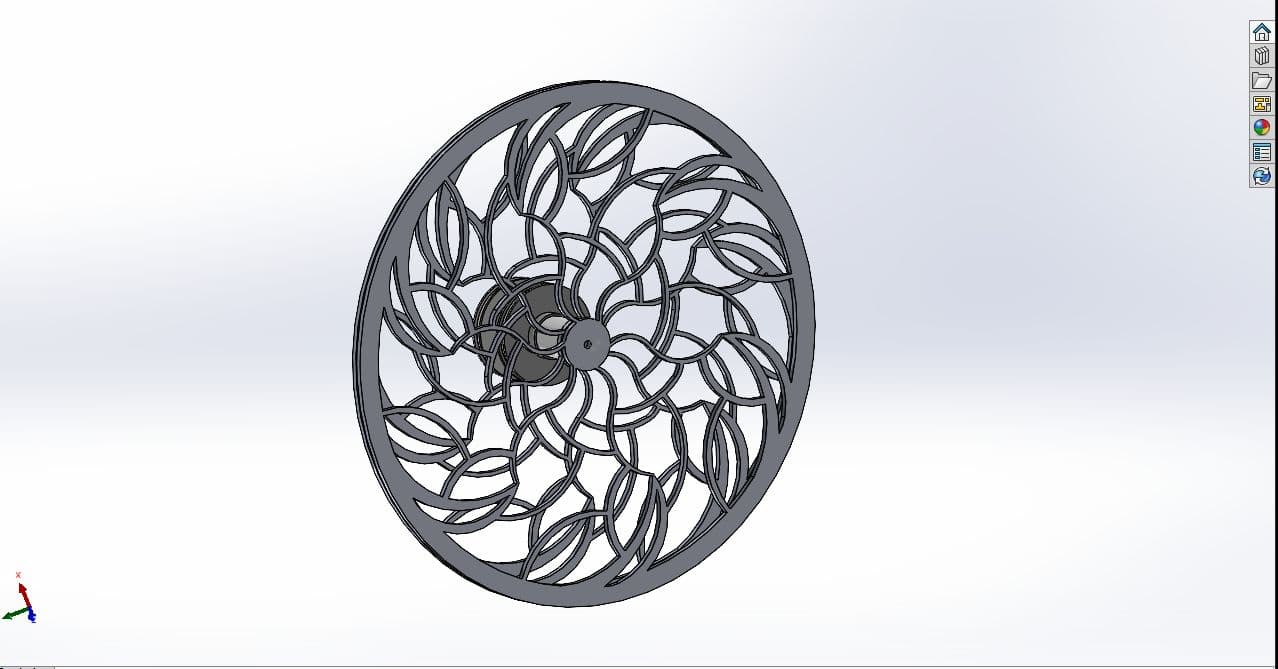 SolidWorks assembly of the custom moiré disk with its central pulley.