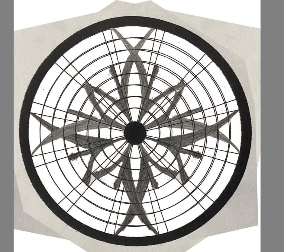 Overlay of two radial moiré drawings.