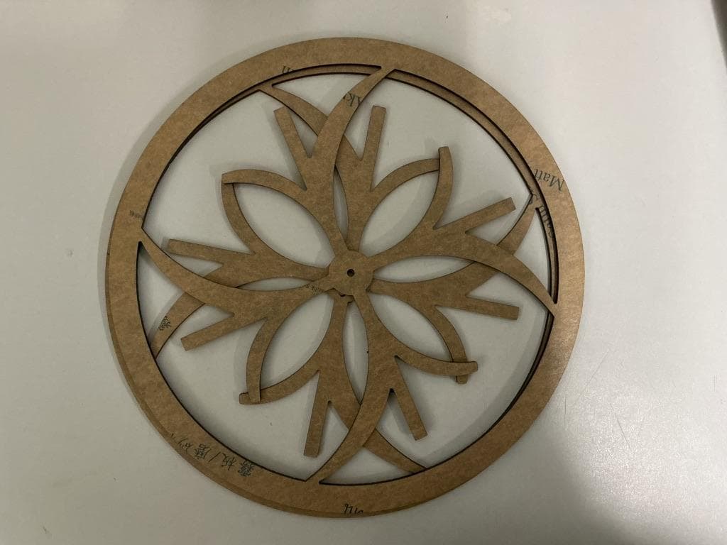 Laser-cut cardboard prototype of the moiré disk.